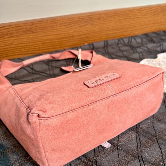 LUCKY BRAND Clem Suede Hobo Bag Brick Dust Viral TikTok - NWT - So CUTE! - Picture 6 of 12